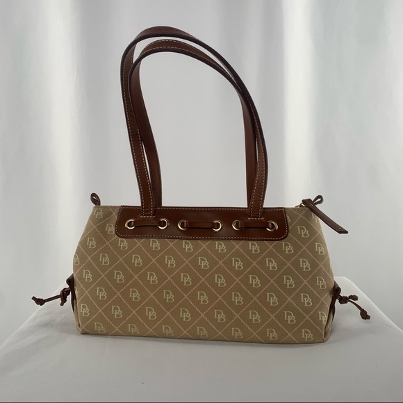 Vintage Dooney & Bourke Signature Canvas with Leather Trim Handbag in Brown Pink - Picture 2 of 16